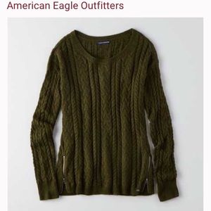 💚American Eagle Sedona Side-zip Cable Sweater